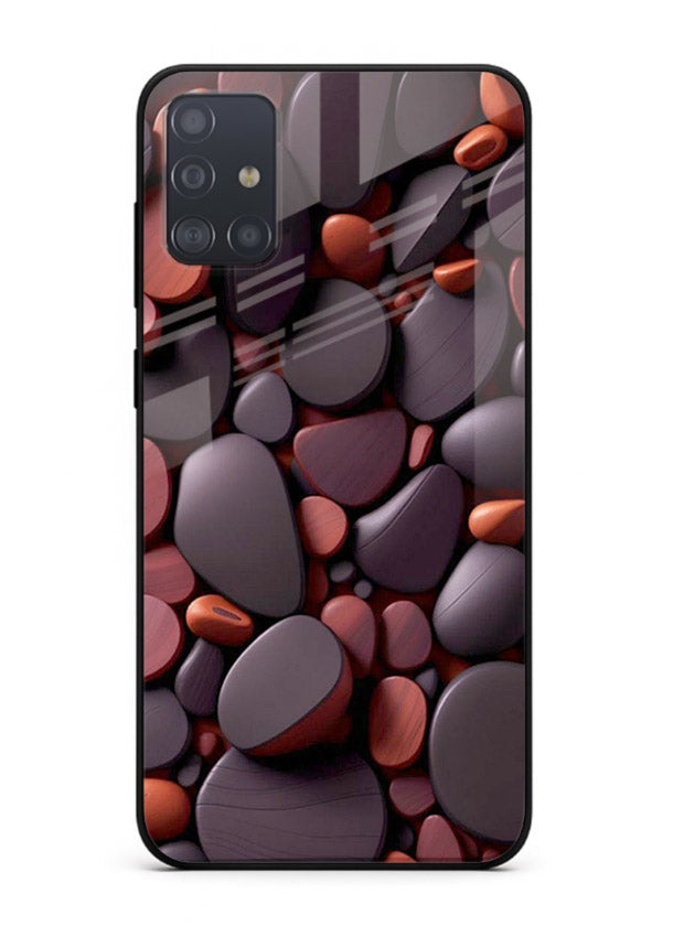 Dark Stone Pebbles stone pebble pattern Samsung A51 glass back cover