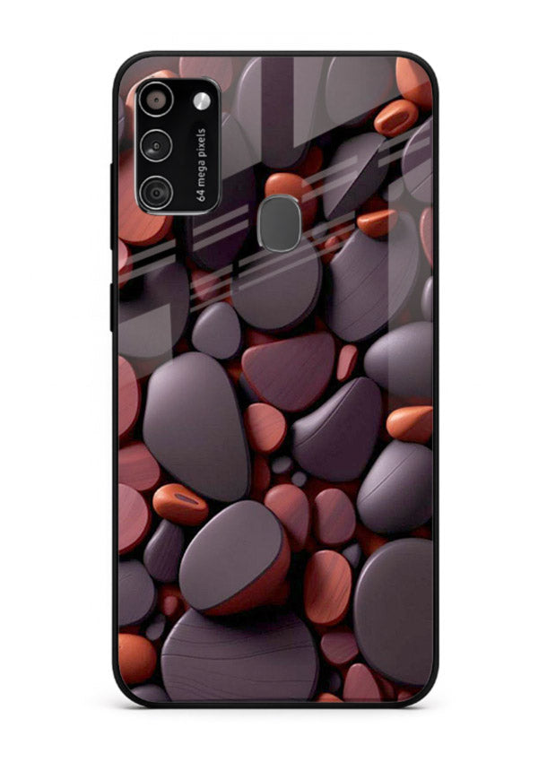 Dark Stone Pebbles stone pebble pattern Samsung M21 glass back cover