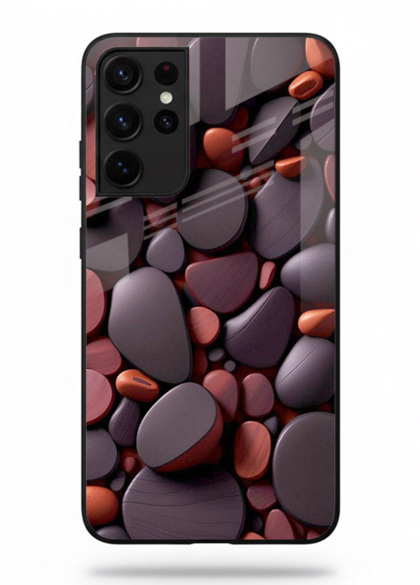 Dark Stone Pebbles stone pebble pattern Samsung S21 Ultra glass back cover