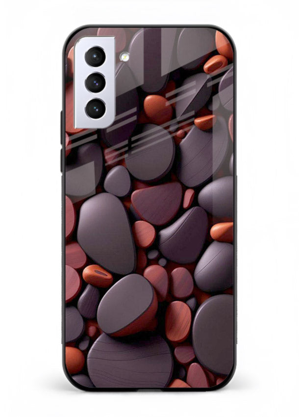 Dark Stone Pebbles stone pebble pattern Samsung S21 FE glass back cover