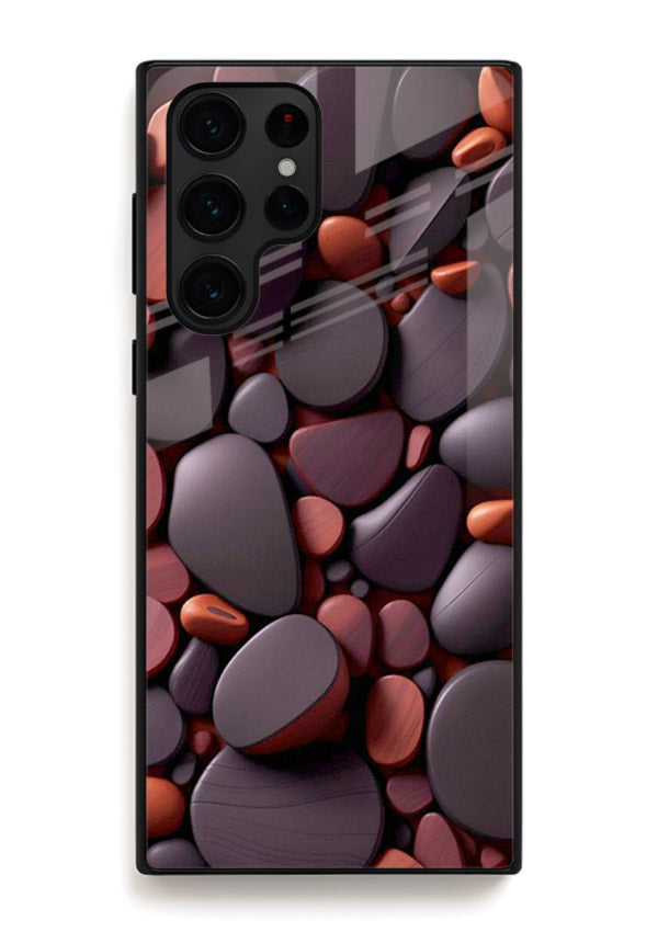 Dark Stone Pebbles stone pebble pattern Samsung S22 Ultra glass back cover