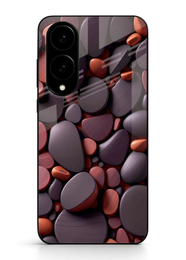 Dark Stone Pebbles stone pebble pattern Samsung S25 Edge glass back cover