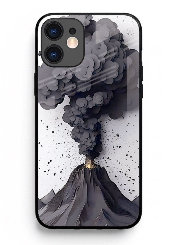 Dark Volcano Smoke dramatic eruption artwork iphone 12 glass back cover