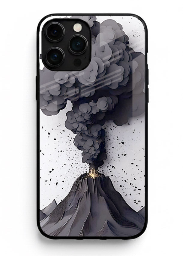Dark Volcano Smoke dramatic eruption artwork iphone 11 pro max glass back cover