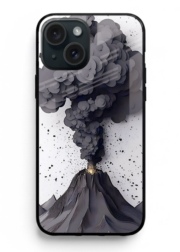 Dark Volcano Smoke dramatic eruption artwork iphone 13 mini glass back cover