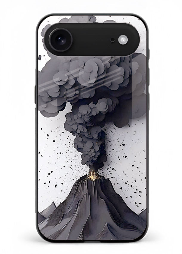 Dark Volcano Smoke dramatic eruption artwork iphone 17 air glass back cover