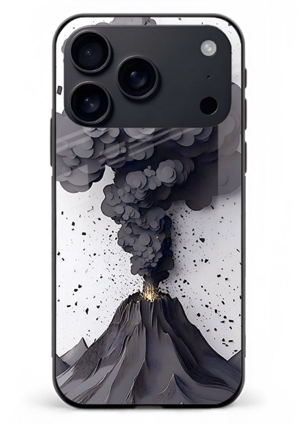 Dark Volcano Smoke dramatic eruption artwork iphone 17 pro max glass back cover