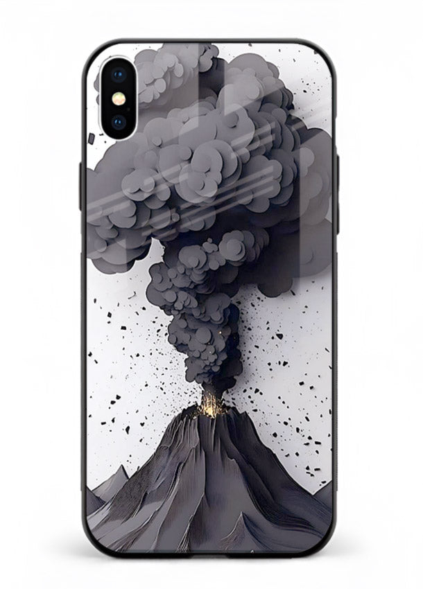 Dark Volcano Smoke dramatic eruption artwork iphone xs max glass back cover