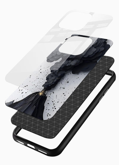 Dark Volcano Smoke dramatic eruption artwork glossy vibrant premium glass back cover - Angle Layers