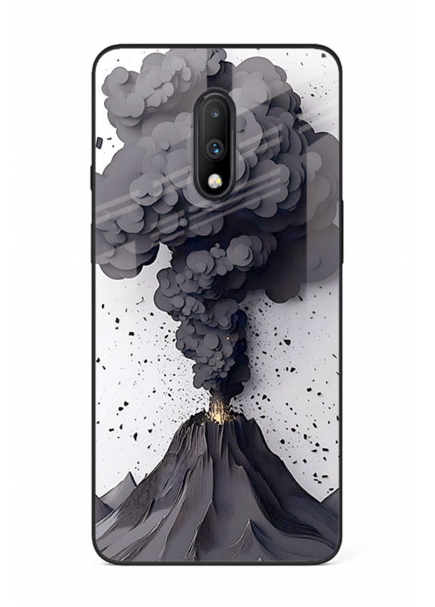 Dark Volcano Smoke dramatic eruption artwork OnePlus 7 glass back cover