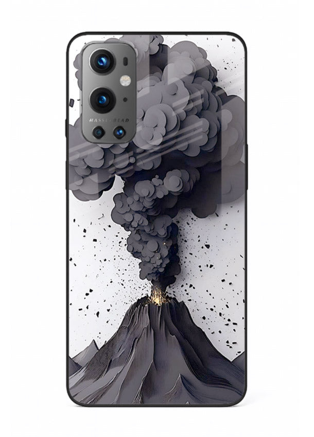 Dark Volcano Smoke dramatic eruption artwork OnePlus 9 glass back cover