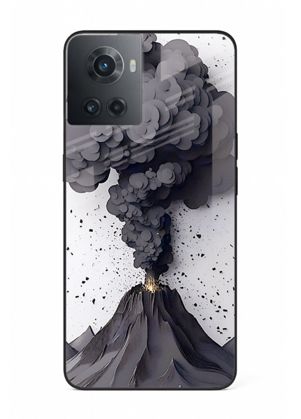 Dark Volcano Smoke dramatic eruption artwork OnePlus 10R glass back cover