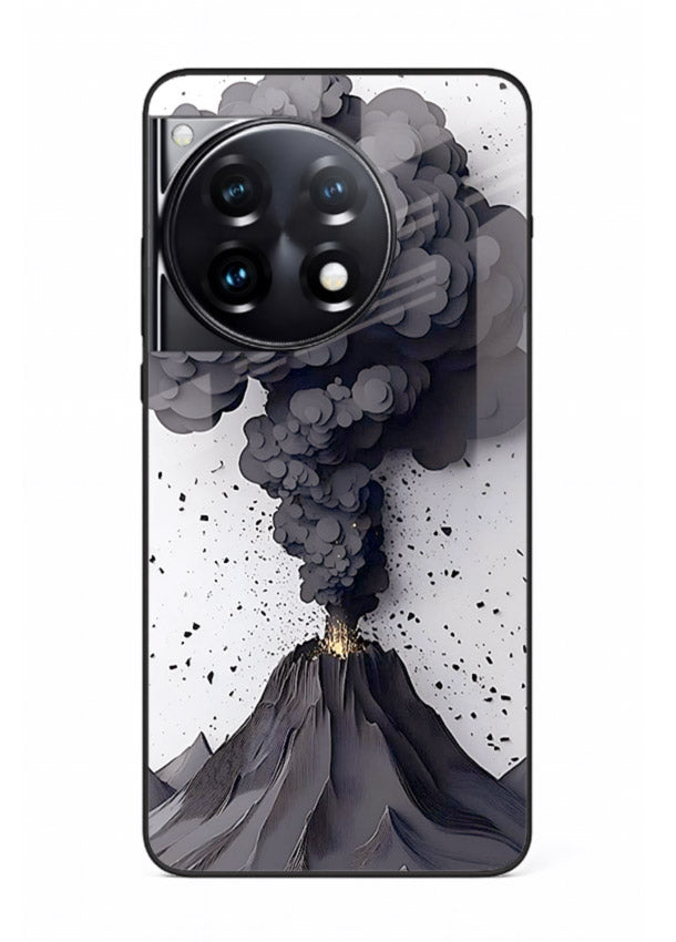 Dark Volcano Smoke dramatic eruption artwork OnePlus 12R glass back cover
