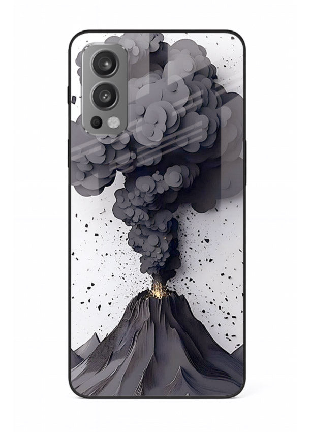 Dark Volcano Smoke dramatic eruption artwork OnePlus Nord 2 glass back cover