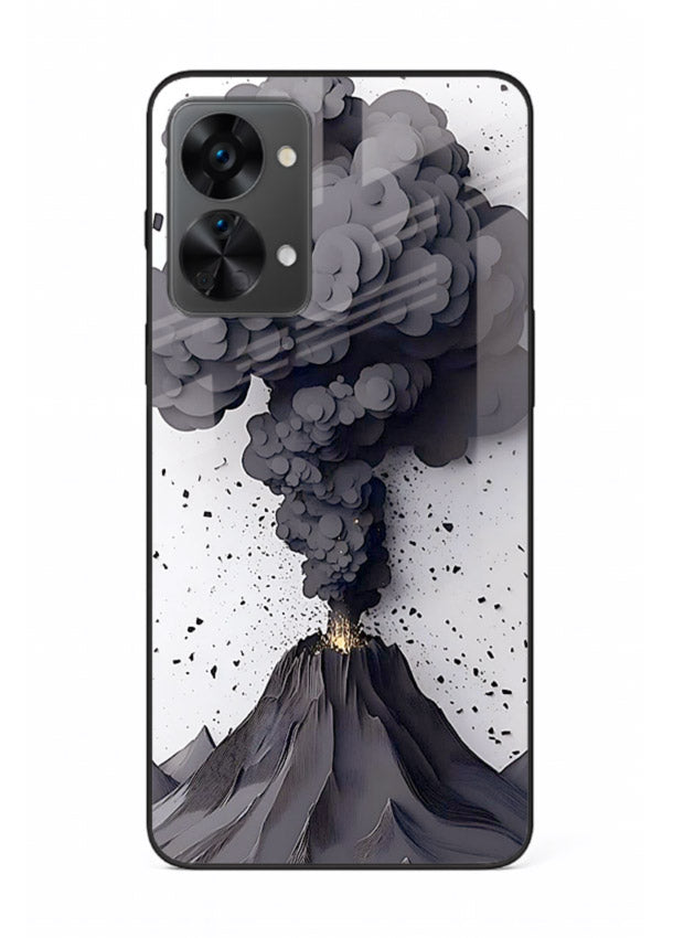 Dark Volcano Smoke dramatic eruption artwork OnePlus Nord 2T glass back cover