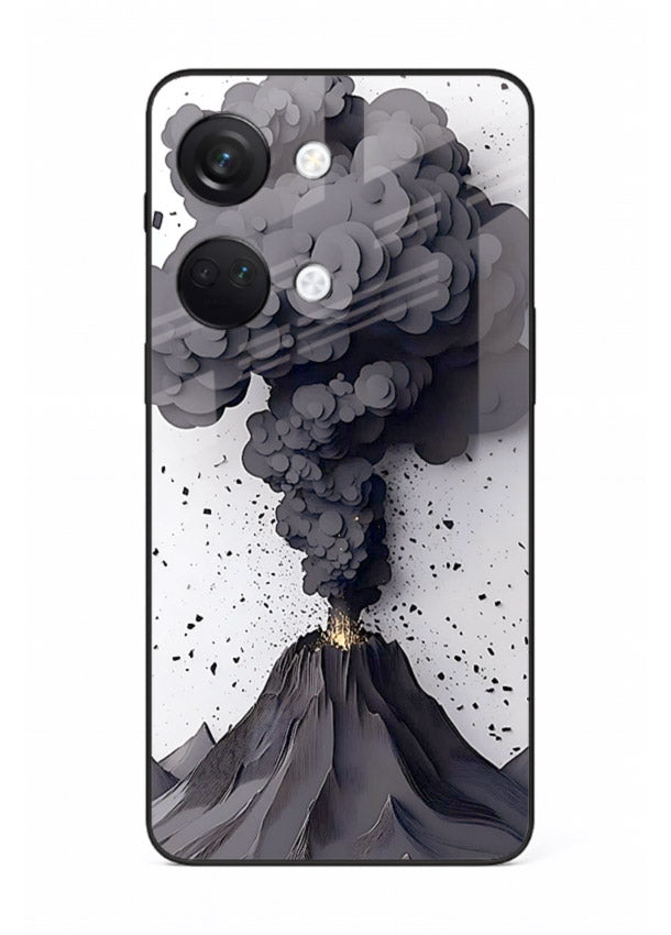 Dark Volcano Smoke dramatic eruption artwork OnePlus Nord 3 glass back cover