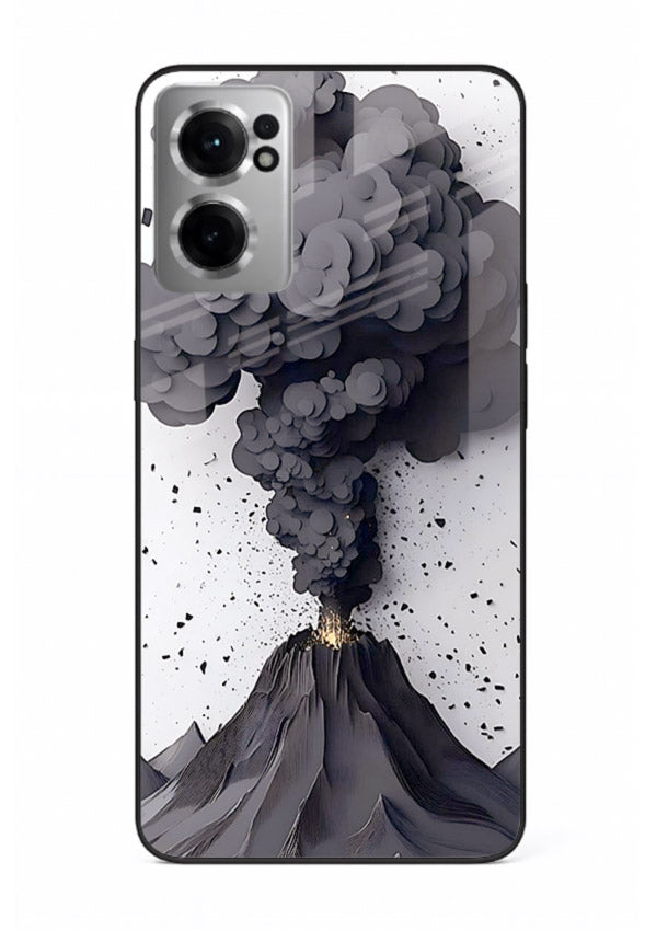 Dark Volcano Smoke dramatic eruption artwork OnePlus Nord CE2 5G glass back cover
