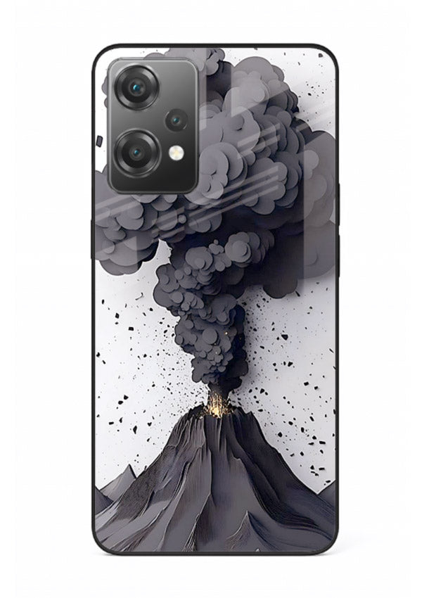 Dark Volcano Smoke dramatic eruption artwork OnePlus Nord CE2 Lite 5G glass back cover