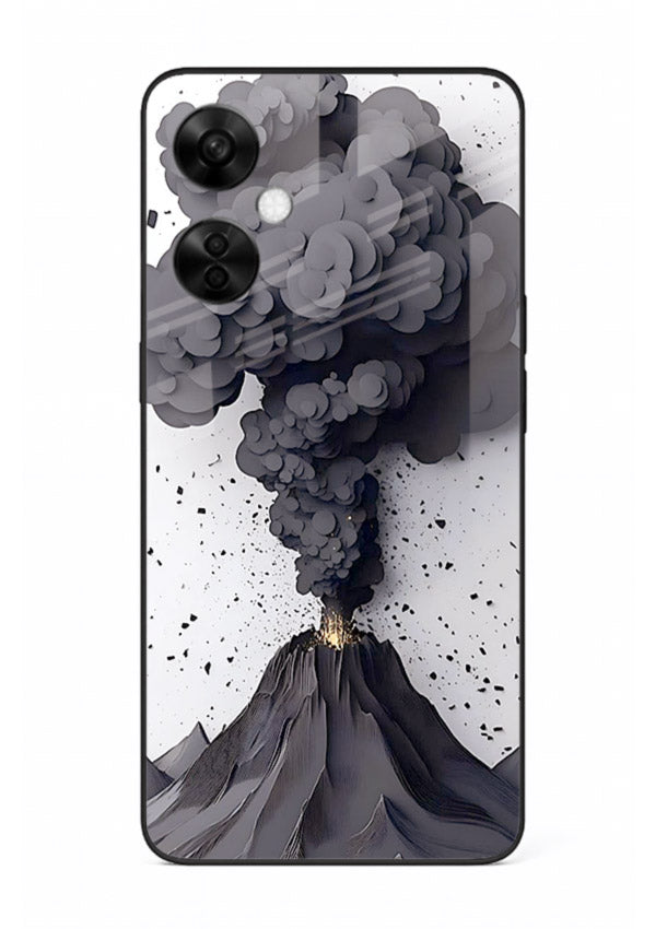 Dark Volcano Smoke dramatic eruption artwork OnePlus Nord CE3 Lite glass back cover