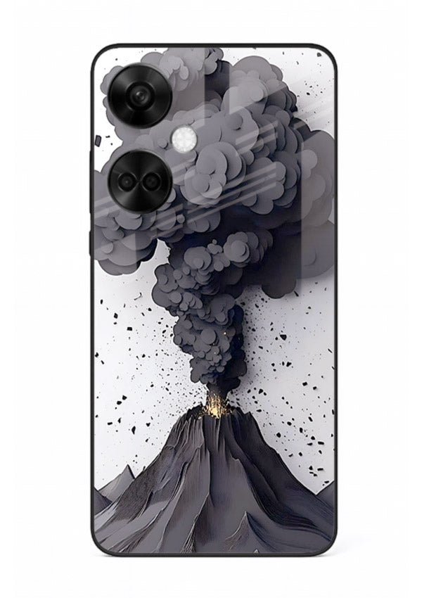 Dark Volcano Smoke dramatic eruption artwork OnePlus Nord CE3 glass back cover