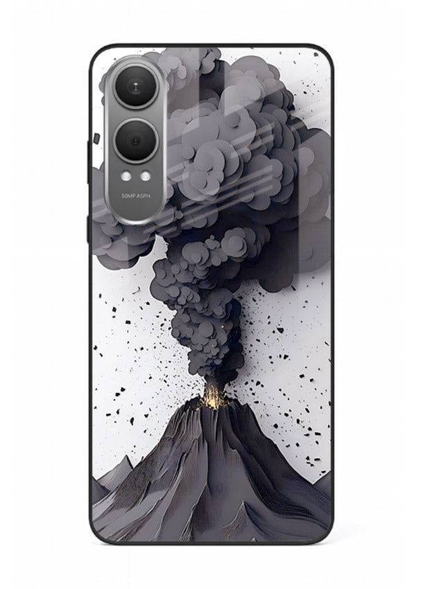 Dark Volcano Smoke dramatic eruption artwork OnePlus Nord CE4 Lite glass back cover
