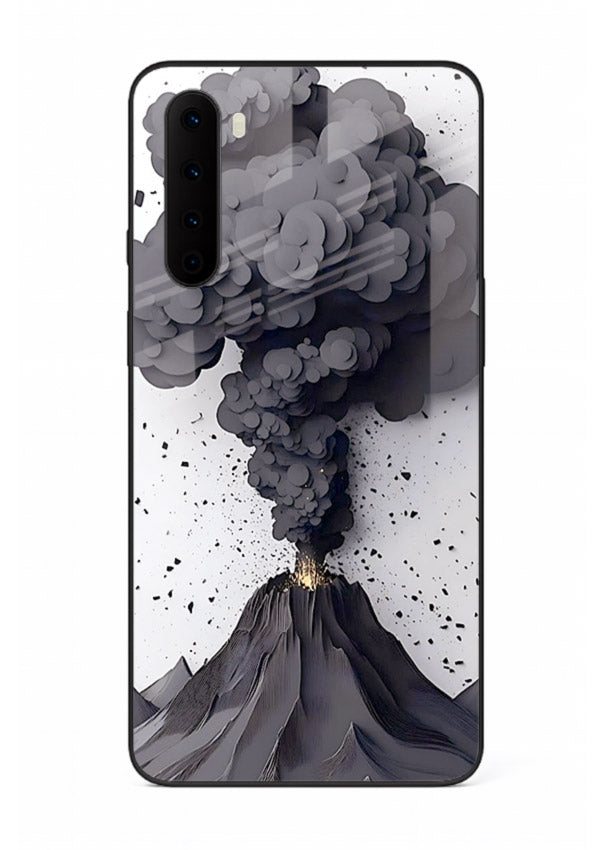 Dark Volcano Smoke dramatic eruption artwork OnePlus Nord glass back cover