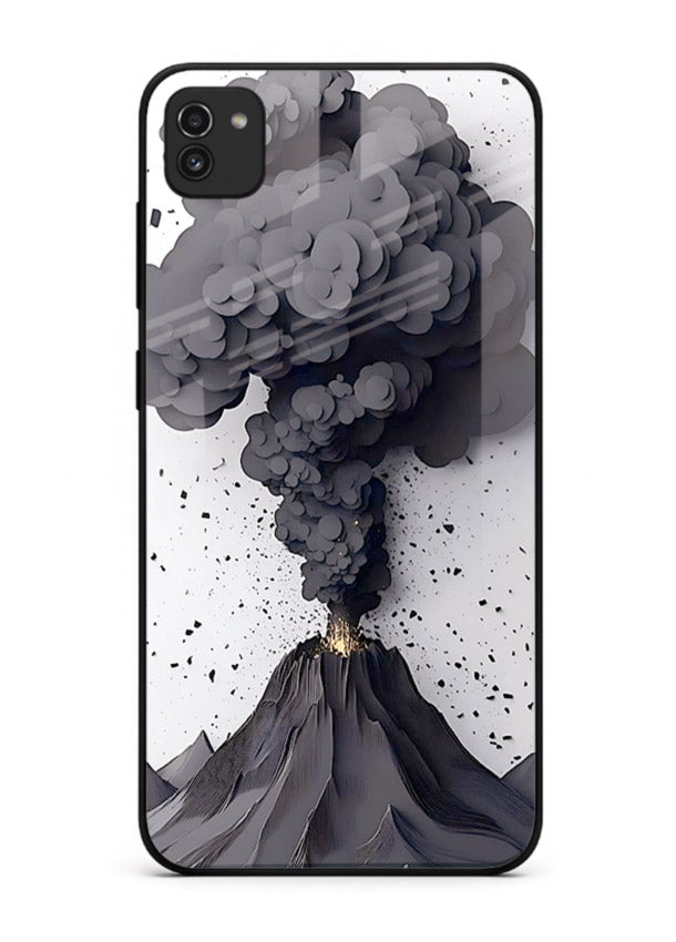 Dark Volcano Smoke dramatic eruption artwork Samsung A03 glass back cover