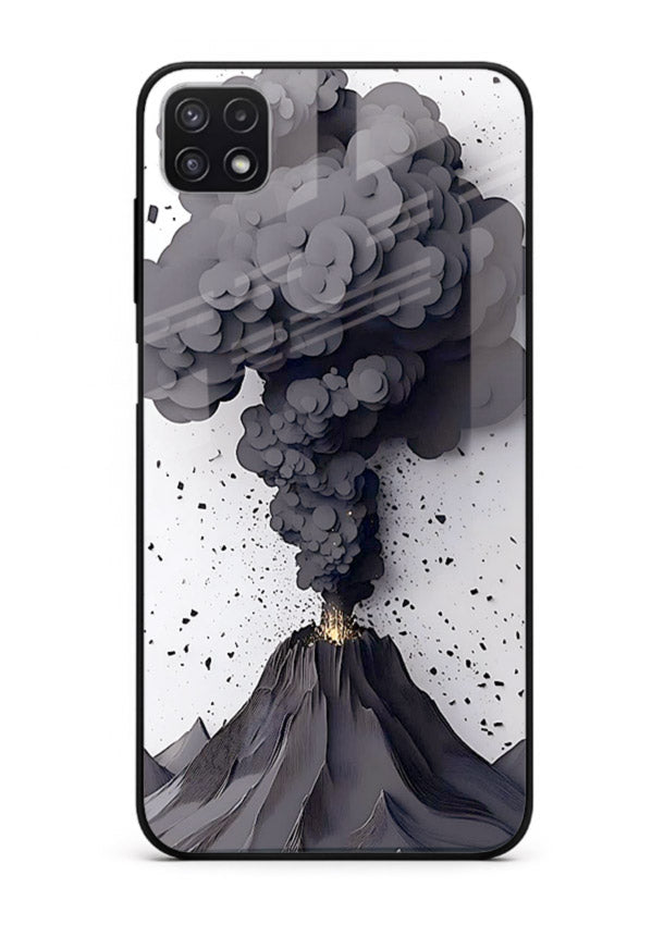 Dark Volcano Smoke dramatic eruption artwork Samsung F42 5G glass back cover