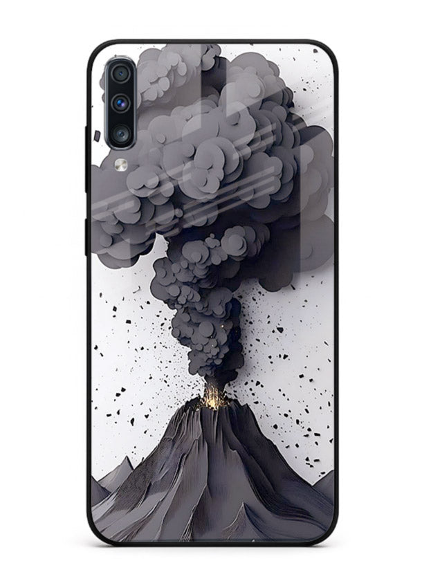 Dark Volcano Smoke dramatic eruption artwork Samsung A70 glass back cover