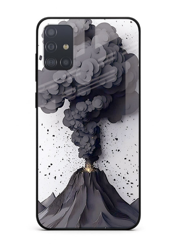 Dark Volcano Smoke dramatic eruption artwork Samsung A51 glass back cover