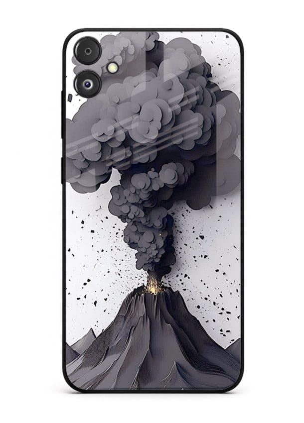 Dark Volcano Smoke dramatic eruption artwork Samsung F05 5G glass back cover