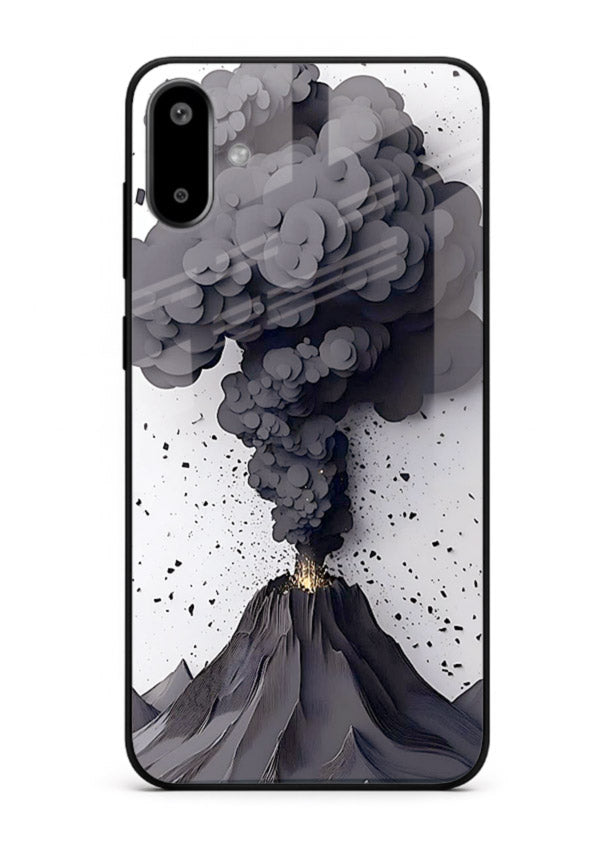 Dark Volcano Smoke dramatic eruption artwork Samsung F06 5G glass back cover