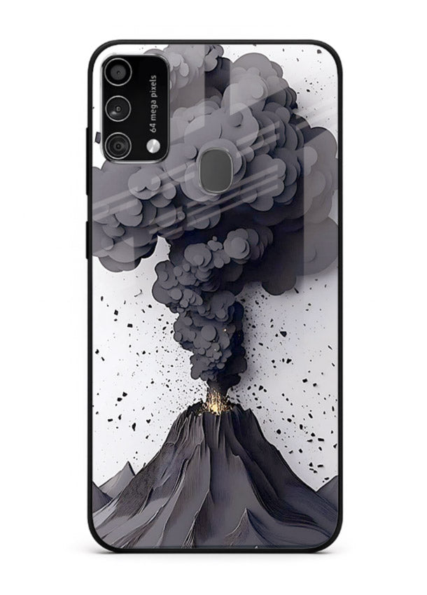 Dark Volcano Smoke dramatic eruption artwork Samsung F41 glass back cover