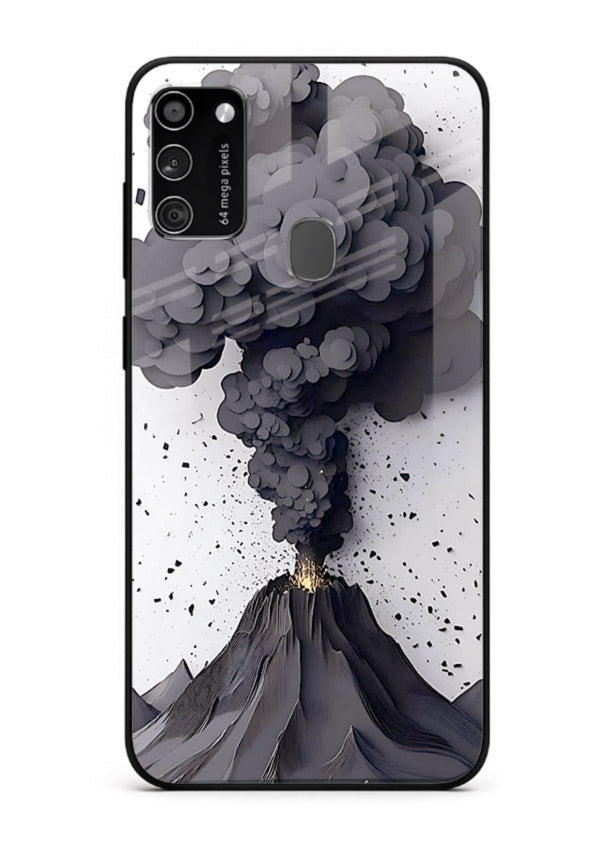 Dark Volcano Smoke dramatic eruption artwork Samsung M30s glass back cover