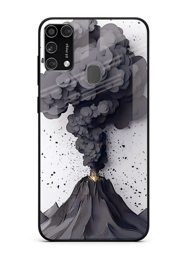 Dark Volcano Smoke dramatic eruption artwork Samsung M31 Prime glass back cover