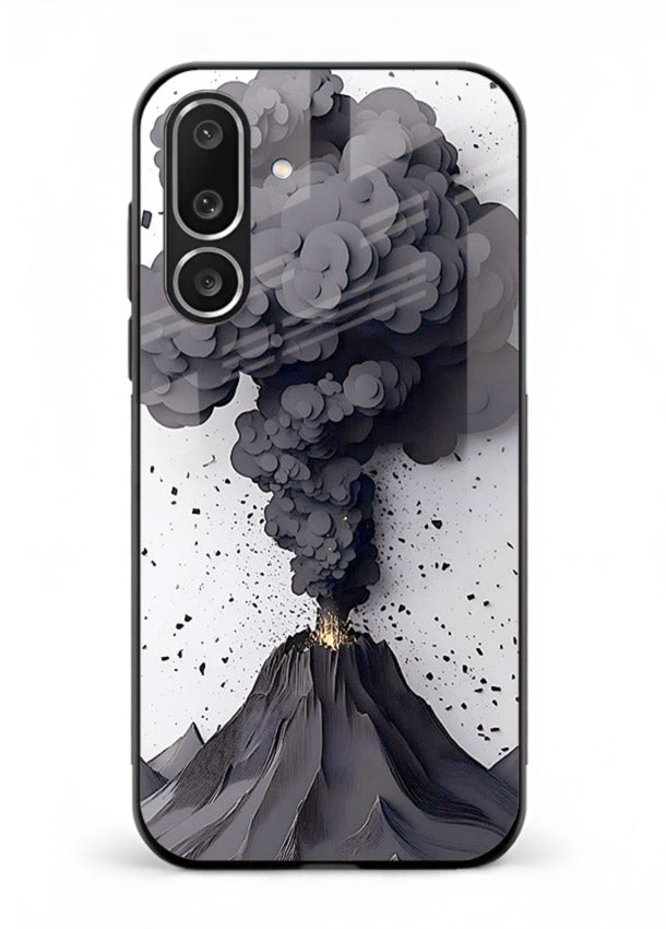 Dark Volcano Smoke dramatic eruption artwork Samsung F56 5G glass back cover
