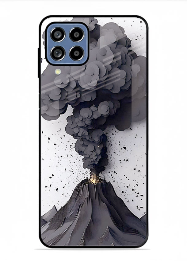 Dark Volcano Smoke dramatic eruption artwork Samsung M53 5G glass back cover