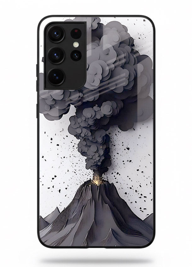 Dark Volcano Smoke dramatic eruption artwork Samsung S21 Ultra glass back cover