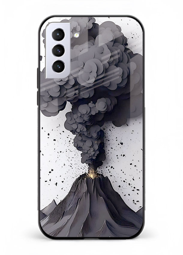 Dark Volcano Smoke dramatic eruption artwork Samsung S21 Plus glass back cover