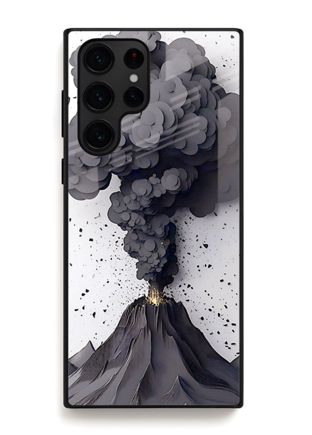 Dark Volcano Smoke dramatic eruption artwork Samsung S24 Ultra glass back cover