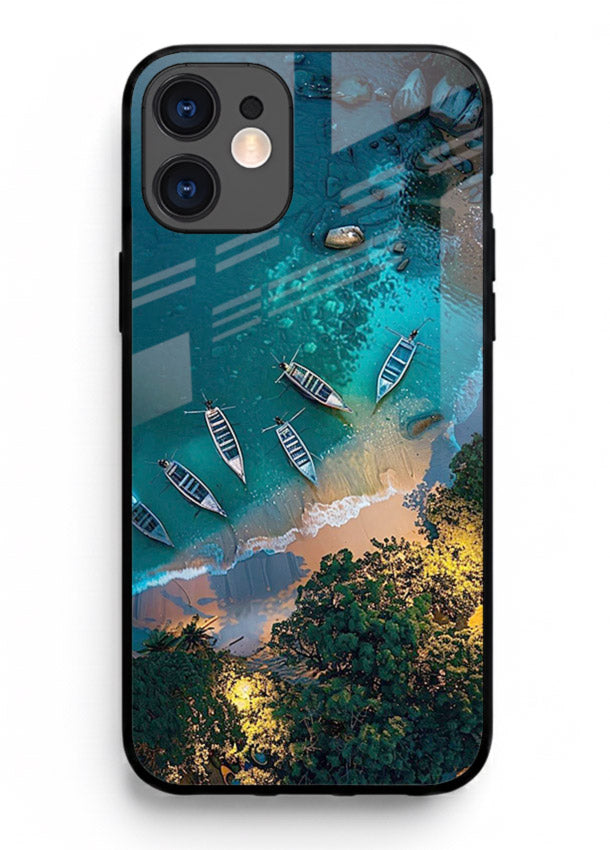 Deep Blue Lagoon glowing lagoon artwork iphone 12 glass back cover