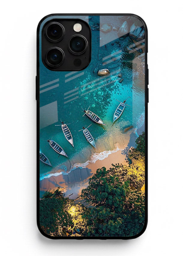 Deep Blue Lagoon glowing lagoon artwork iphone 13 pro max glass back cover