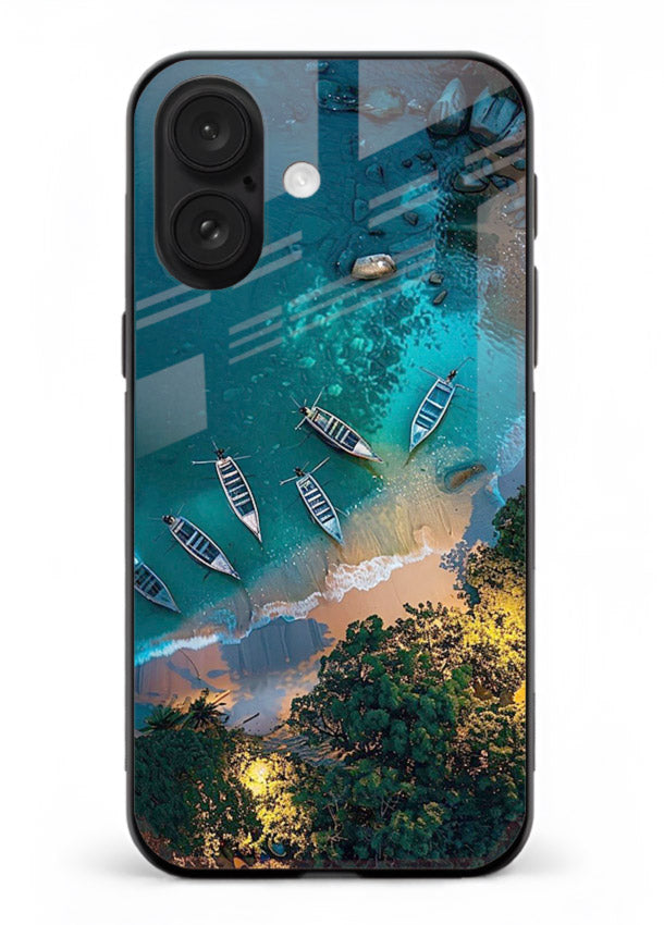Deep Blue Lagoon glowing lagoon artwork iphone 17 glass back cover