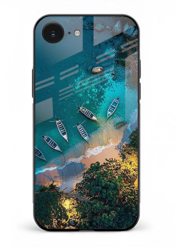 Deep Blue Lagoon glowing lagoon artwork iphone 16e glass back cover