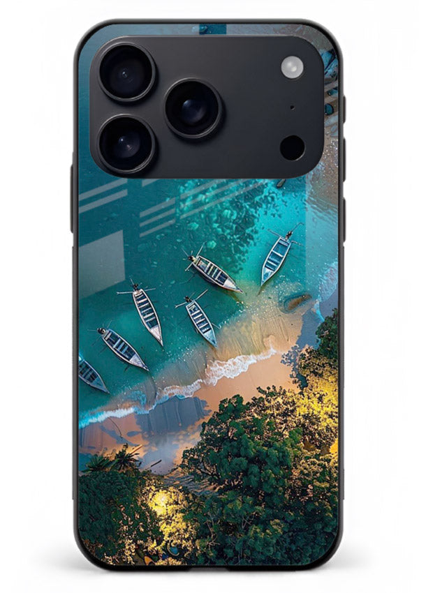 Deep Blue Lagoon glowing lagoon artwork iphone 17 pro max glass back cover
