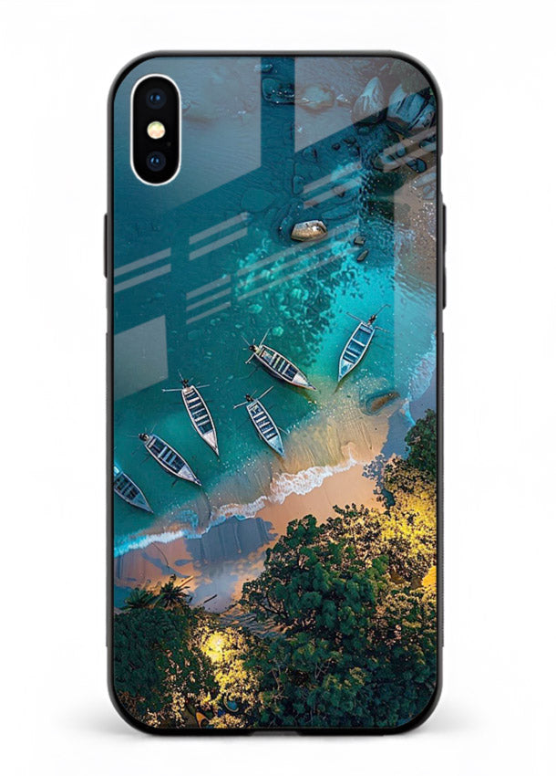 Deep Blue Lagoon glowing lagoon artwork iphone xs max glass back cover