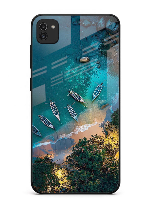 Deep Blue Lagoon glowing lagoon artwork Samsung A03 glass back cover