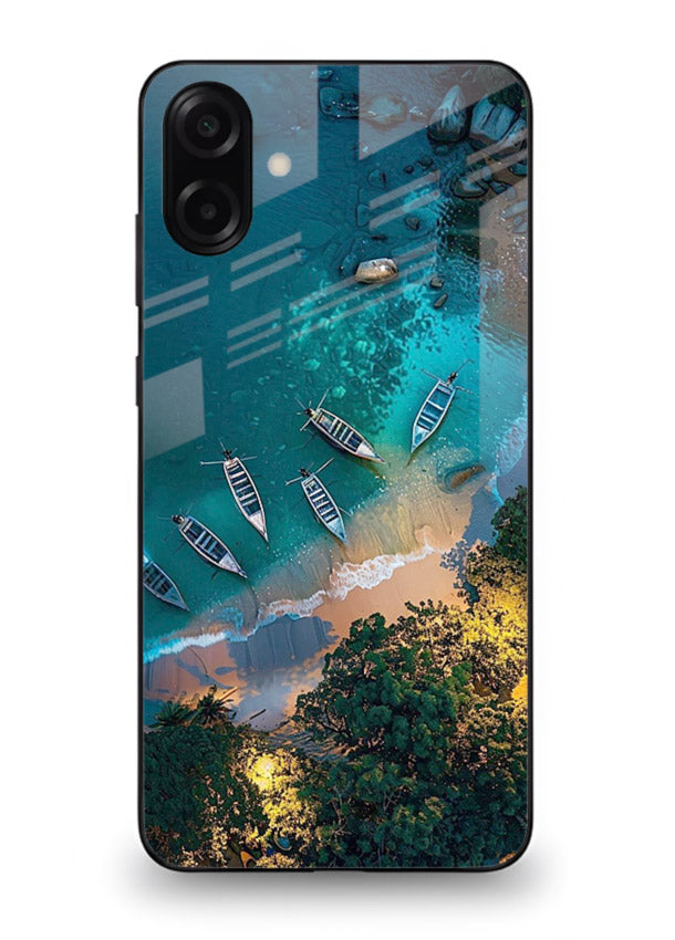 Deep Blue Lagoon glowing lagoon artwork Samsung A07 4G glass back cover