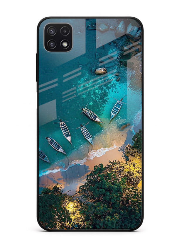 Deep Blue Lagoon glowing lagoon artwork Samsung A22 5G glass back cover