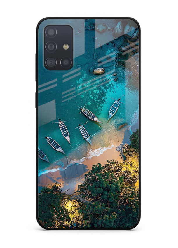 Deep Blue Lagoon glowing lagoon artwork Samsung A71 glass back cover